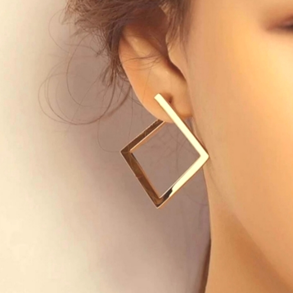 Gold Square Hoops | Modern Minimalist